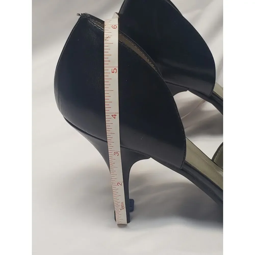 Unisa Black Open Toe Beaded Design High Heels | Women's Shoe Size 8